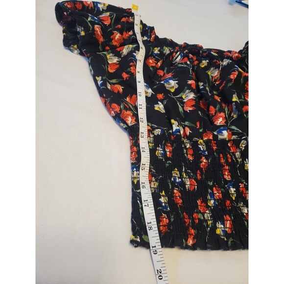 Vintage Fashion Magazine Tulip Print Off Shouldler Peasant Blouse Top Size Small - Picture 9 of 9